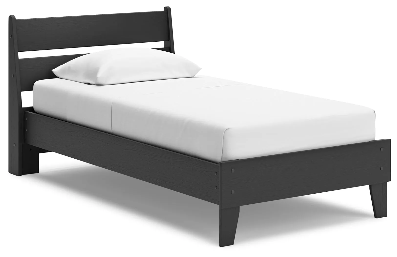 Socalle Twin Panel Platform Bed with Nightstand in Black