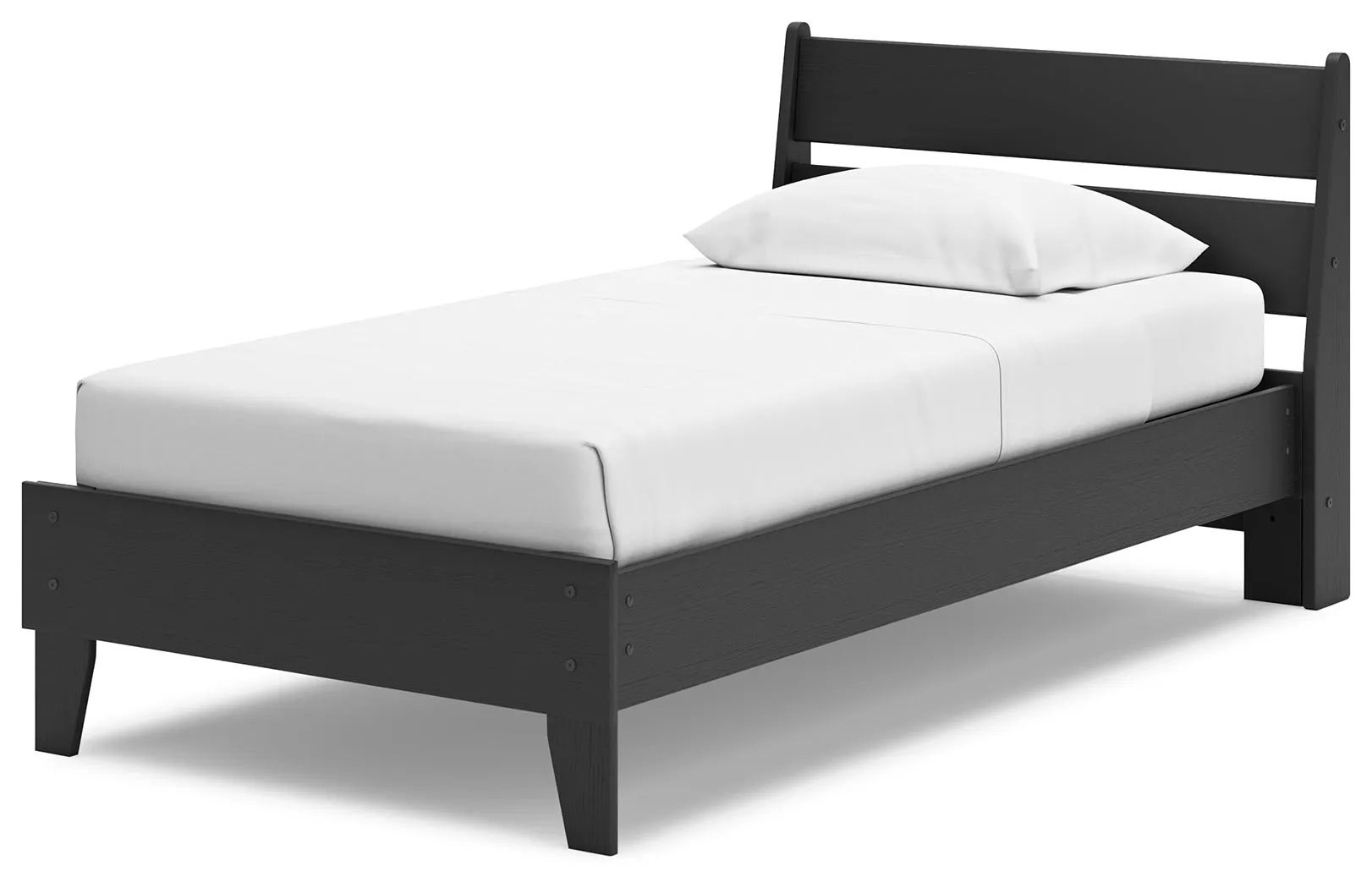 Socalle Twin Panel Platform Bed with Nightstand in Black