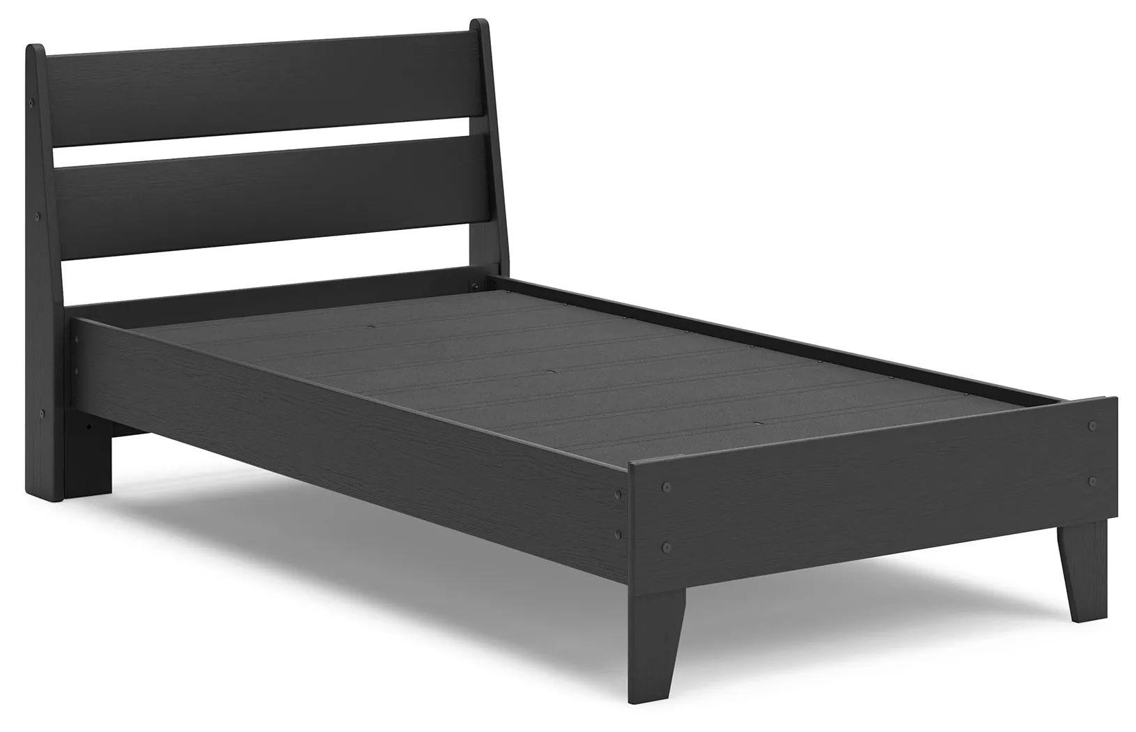 Socalle Twin Panel Platform Bed with Nightstand in Black