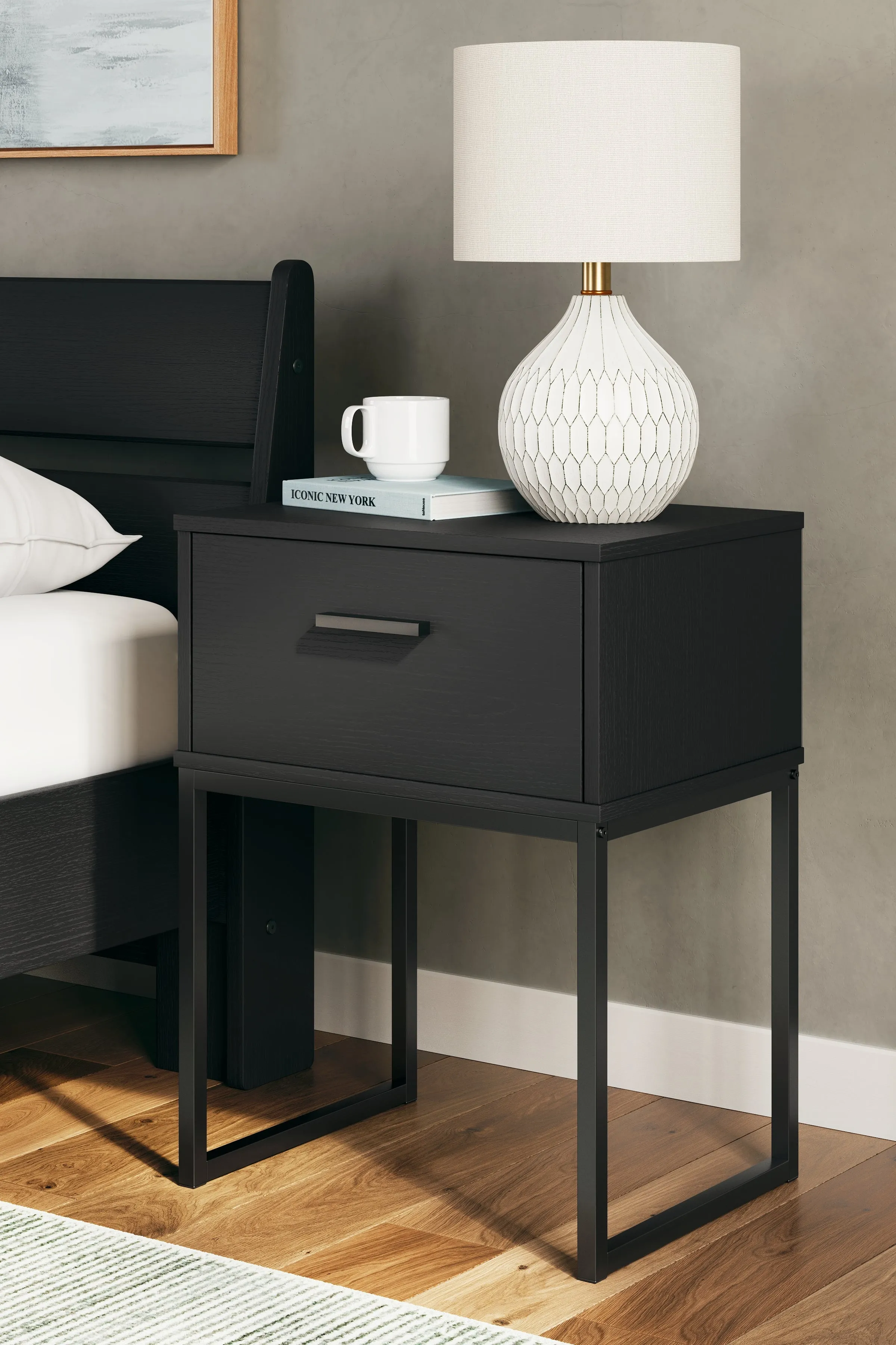 Socalle Twin Platform Bed with Dresser, Chest and Nightstand in Black