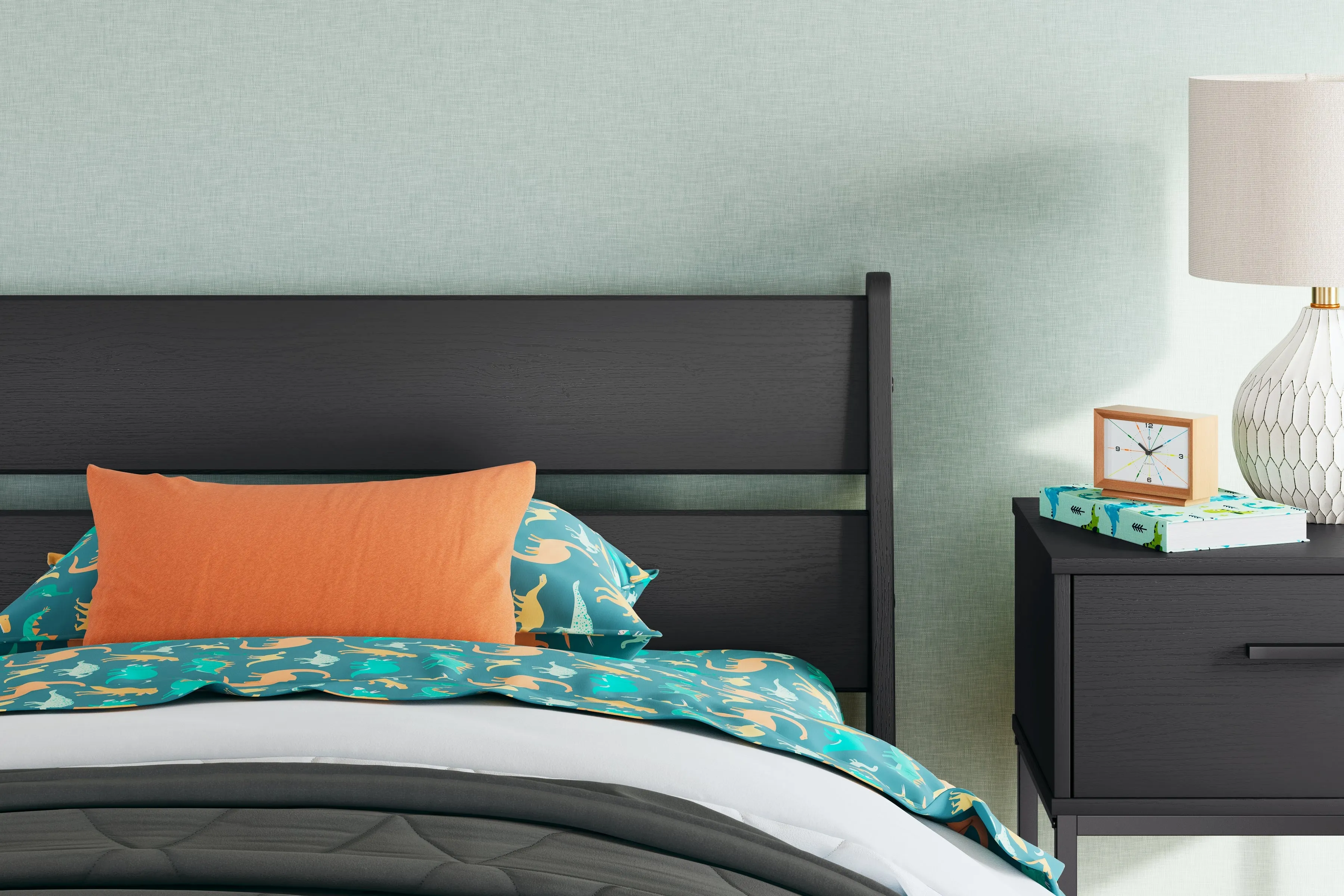 Socalle Twin Platform Bed with Dresser, Chest and Nightstand in Black