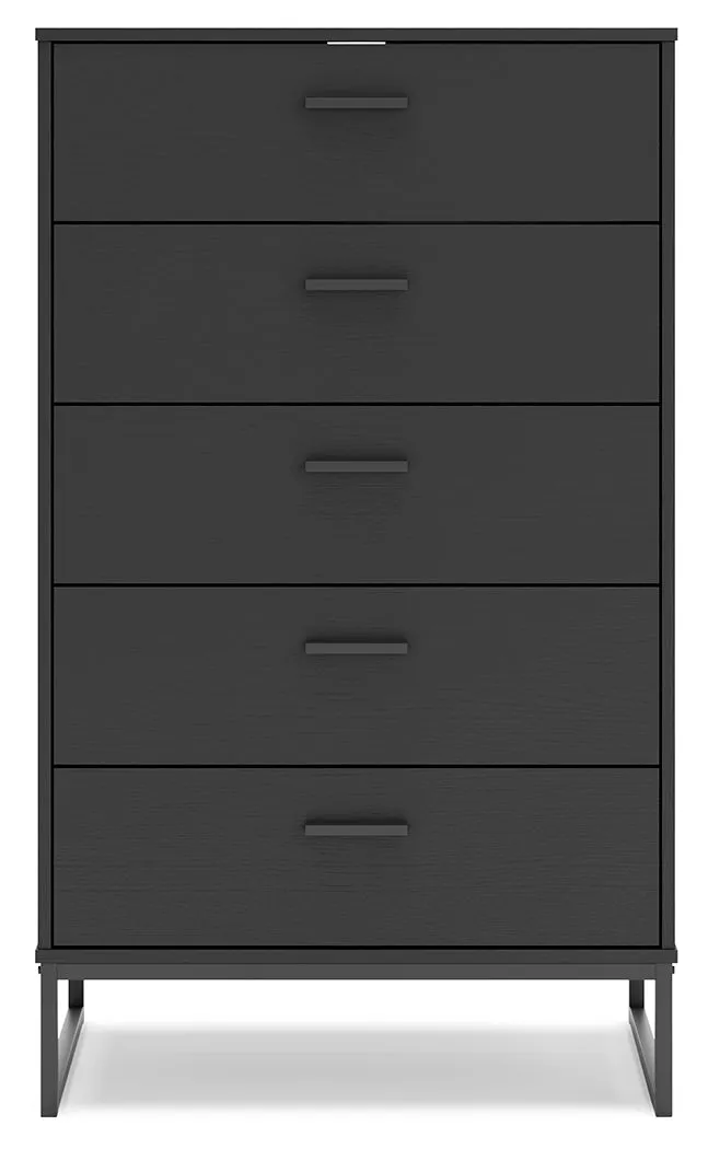 Socalle Twin Platform Bed with Dresser, Chest and Nightstand in Black