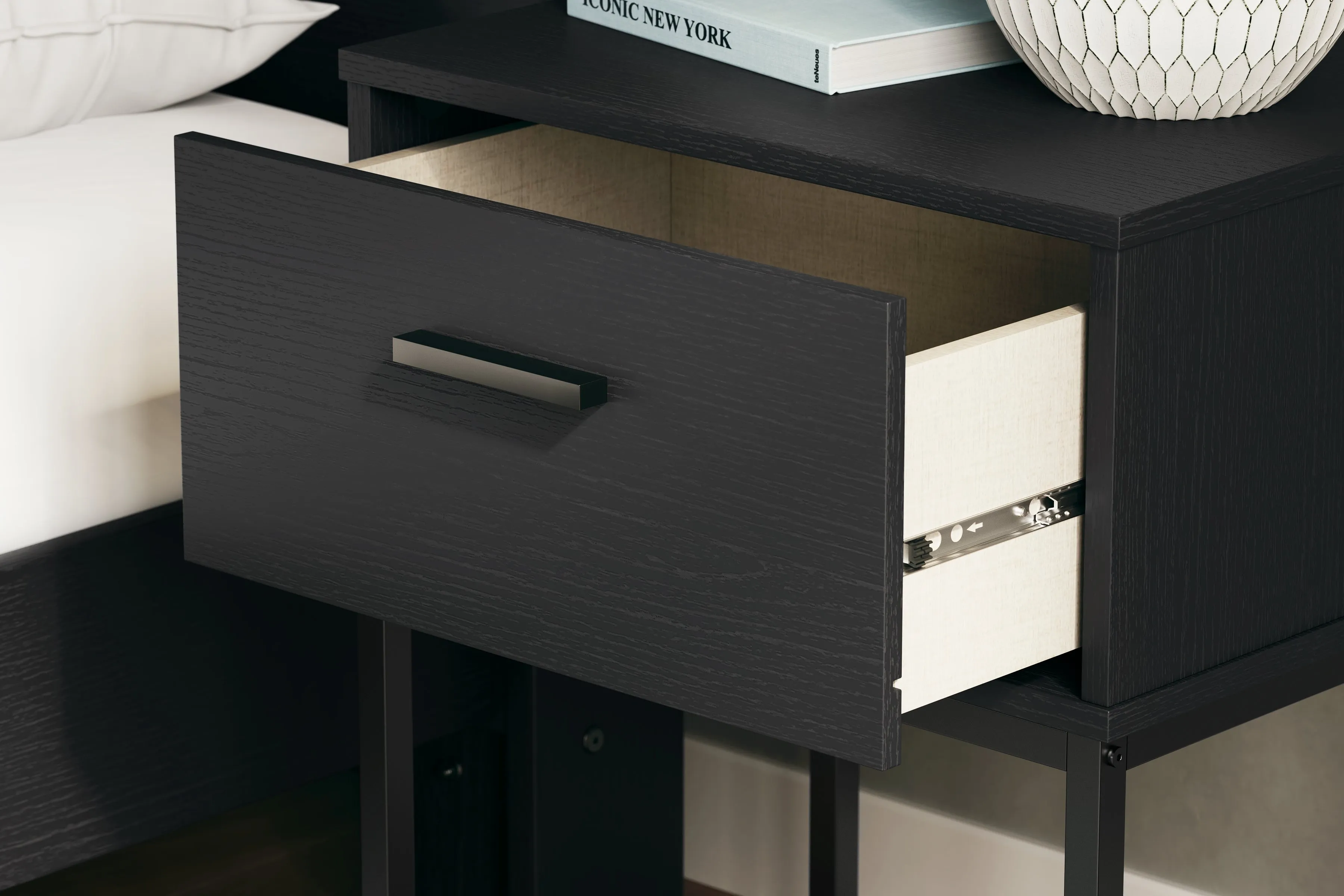 Socalle Twin Platform Bed with Dresser, Chest and Nightstand in Black