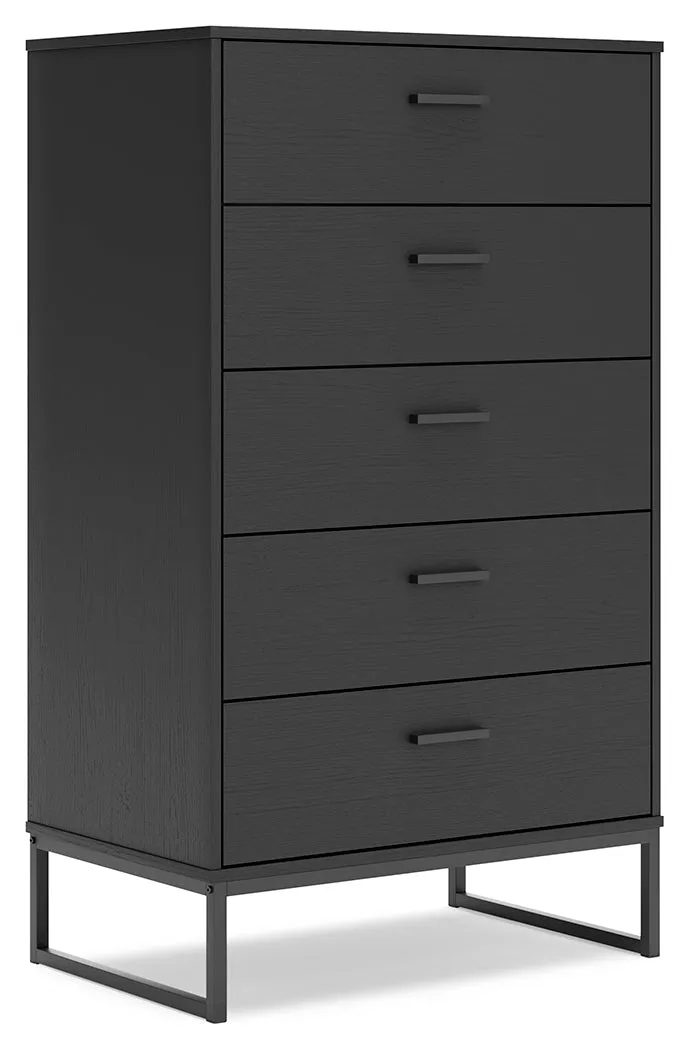 Socalle Twin Platform Bed with Dresser, Chest and Nightstand in Black