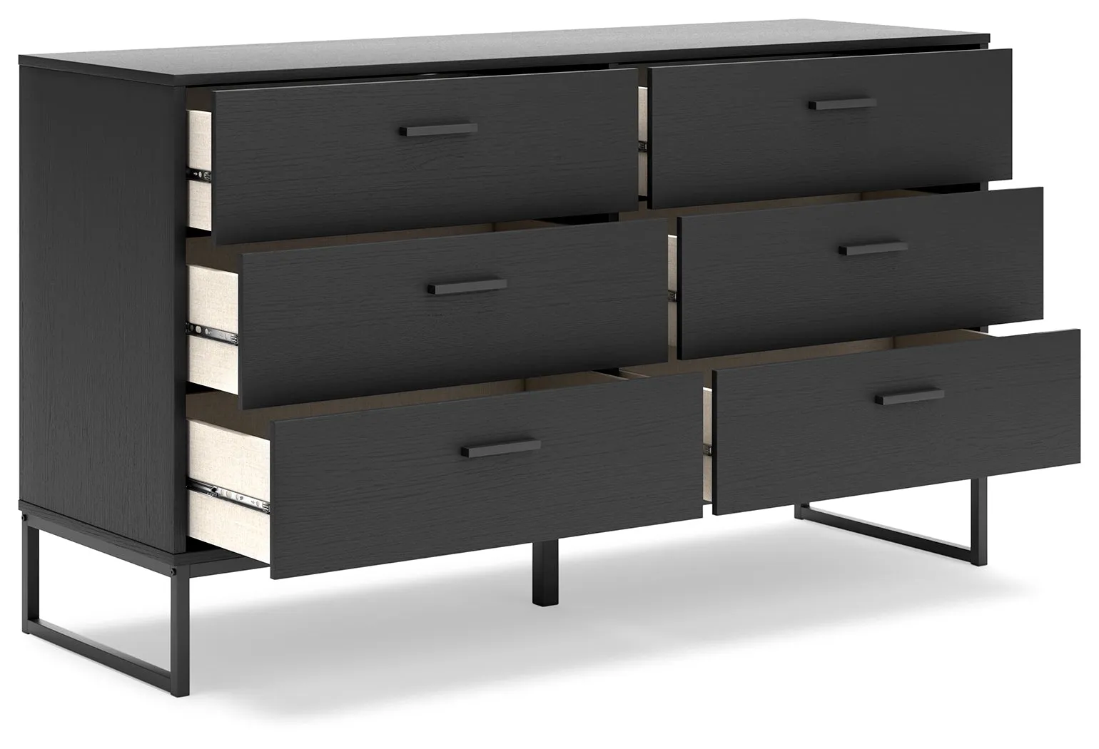 Socalle Twin Platform Bed with Dresser, Chest and Nightstand in Black
