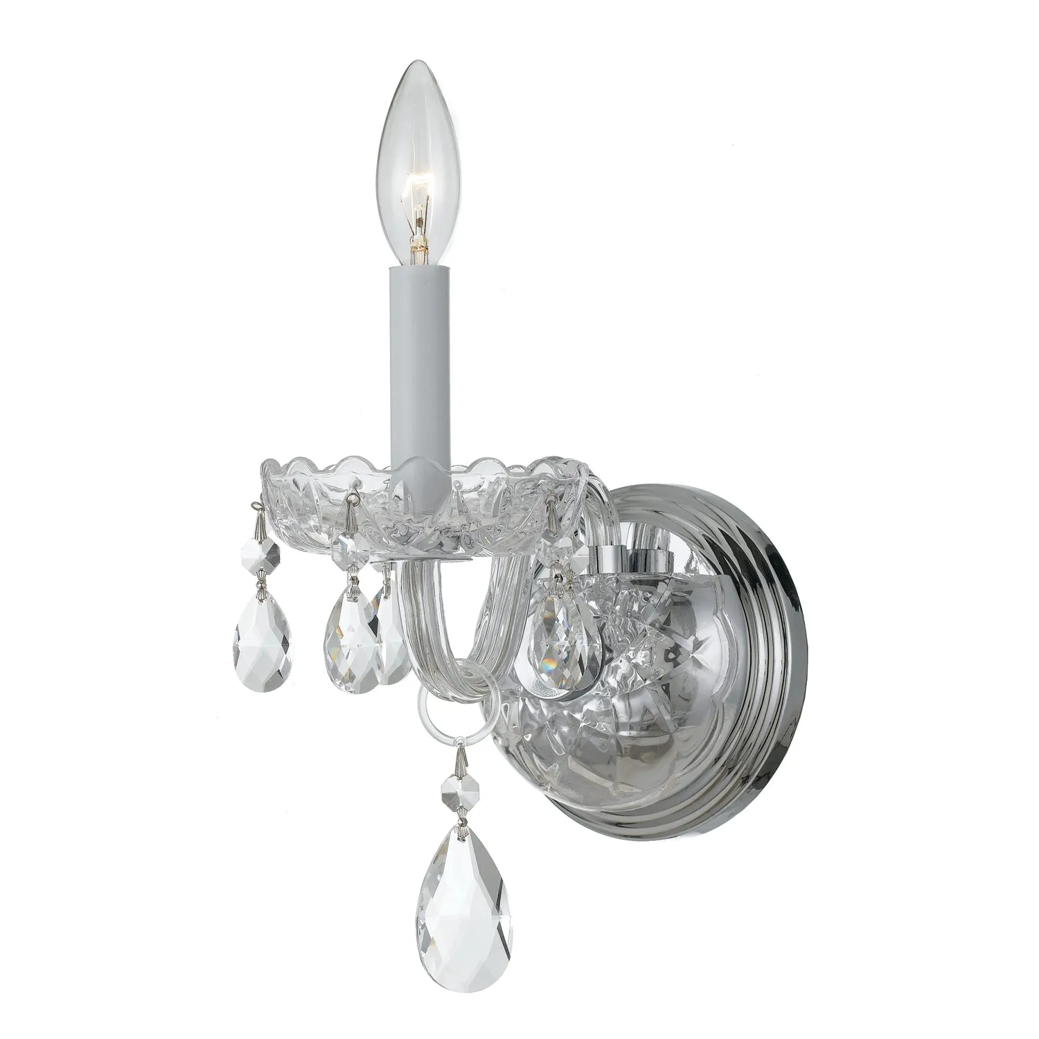 Traditional Crystal 1 Light Hand Cut Crystal Polished Chrome Sconce
