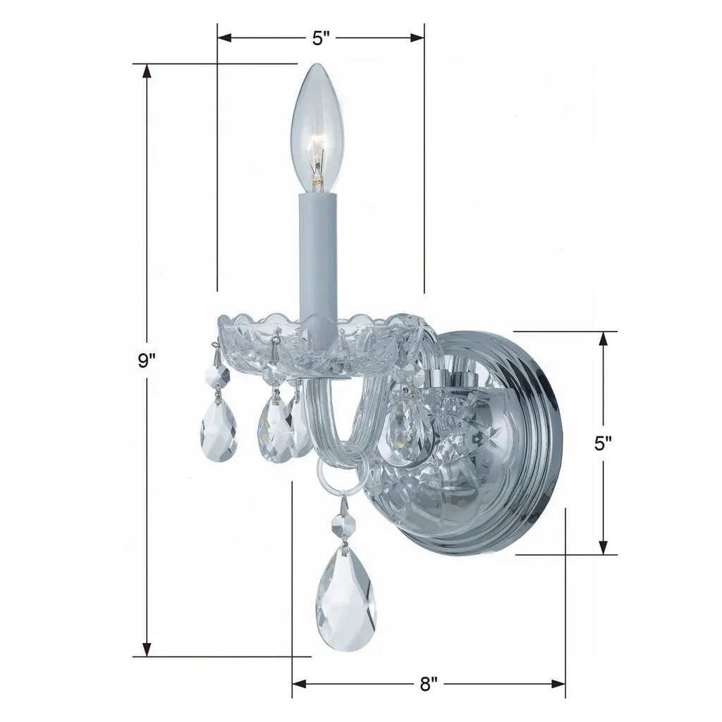 Traditional Crystal 1 Light Hand Cut Crystal Polished Chrome Sconce