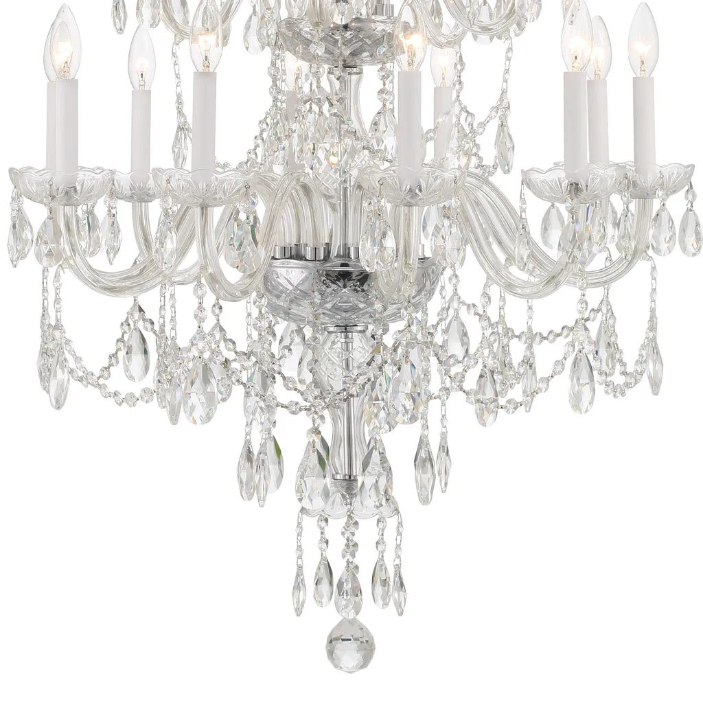 Traditional Crystal 15 Light Hand Cut Crystal Polished Chrome Chandelier