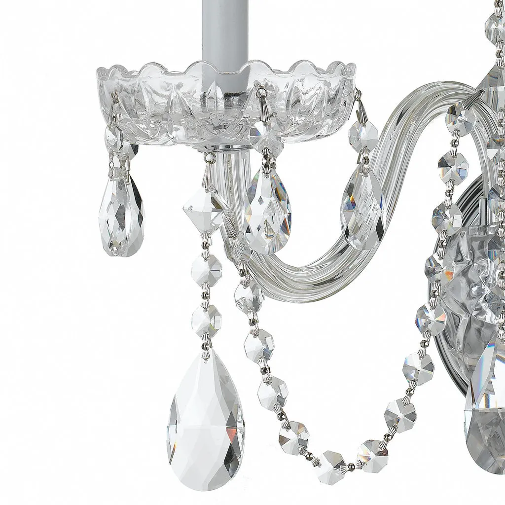 Traditional Crystal 3 Light Hand Cut Crystal Polished Chrome Sconce
