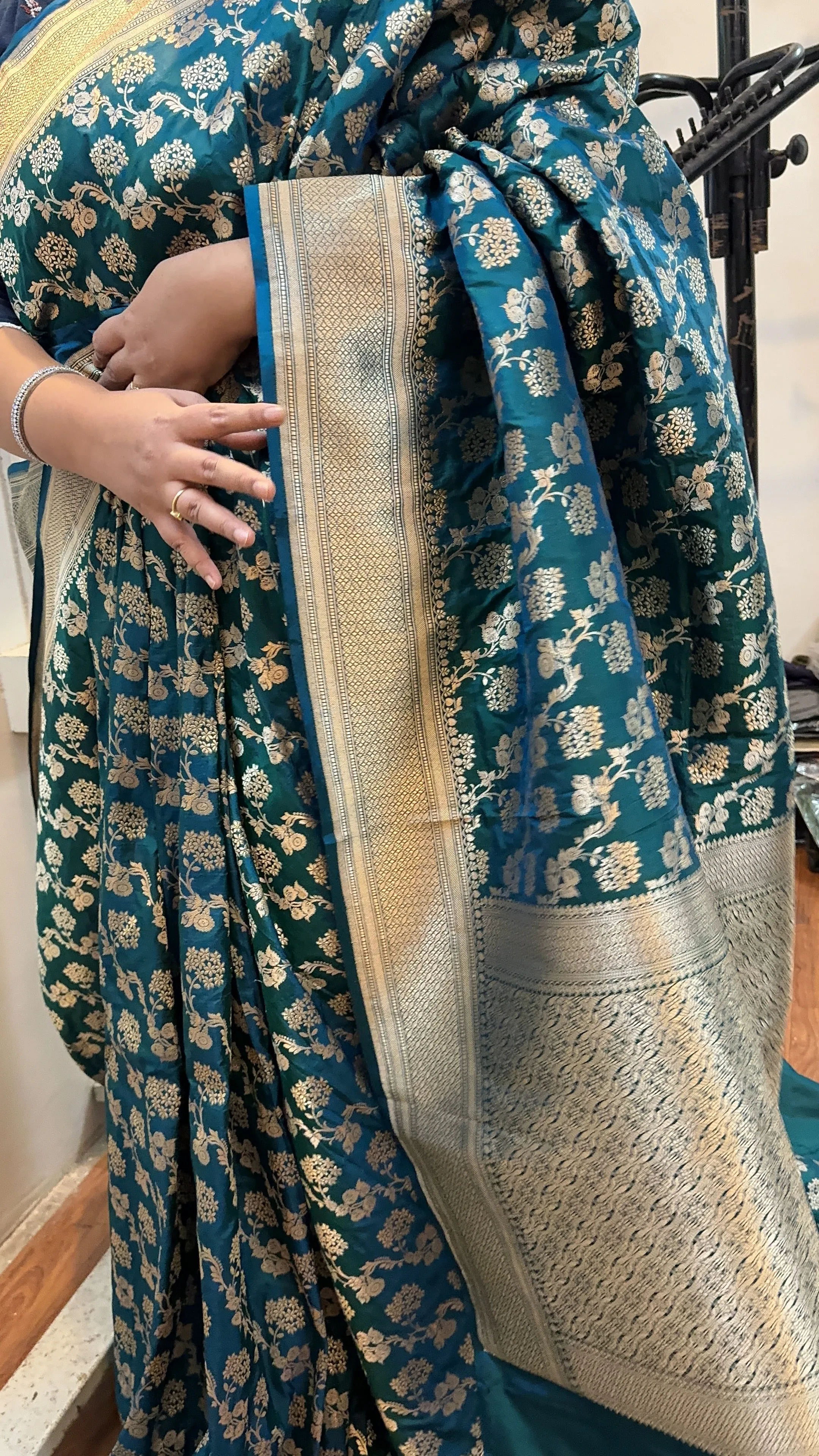 Turquoise Blue Pure Silk Banarasi Saree