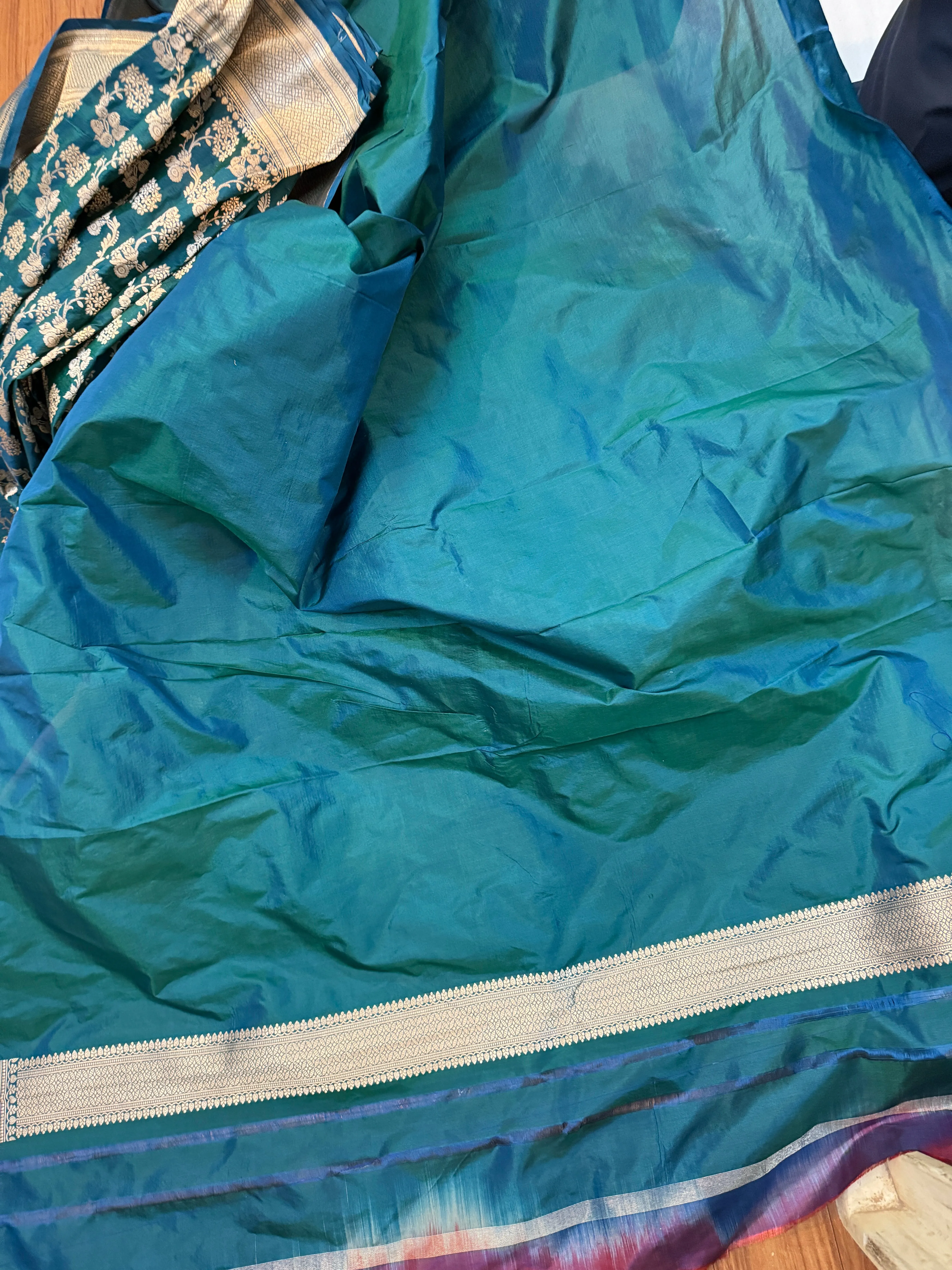 Turquoise Blue Pure Silk Banarasi Saree