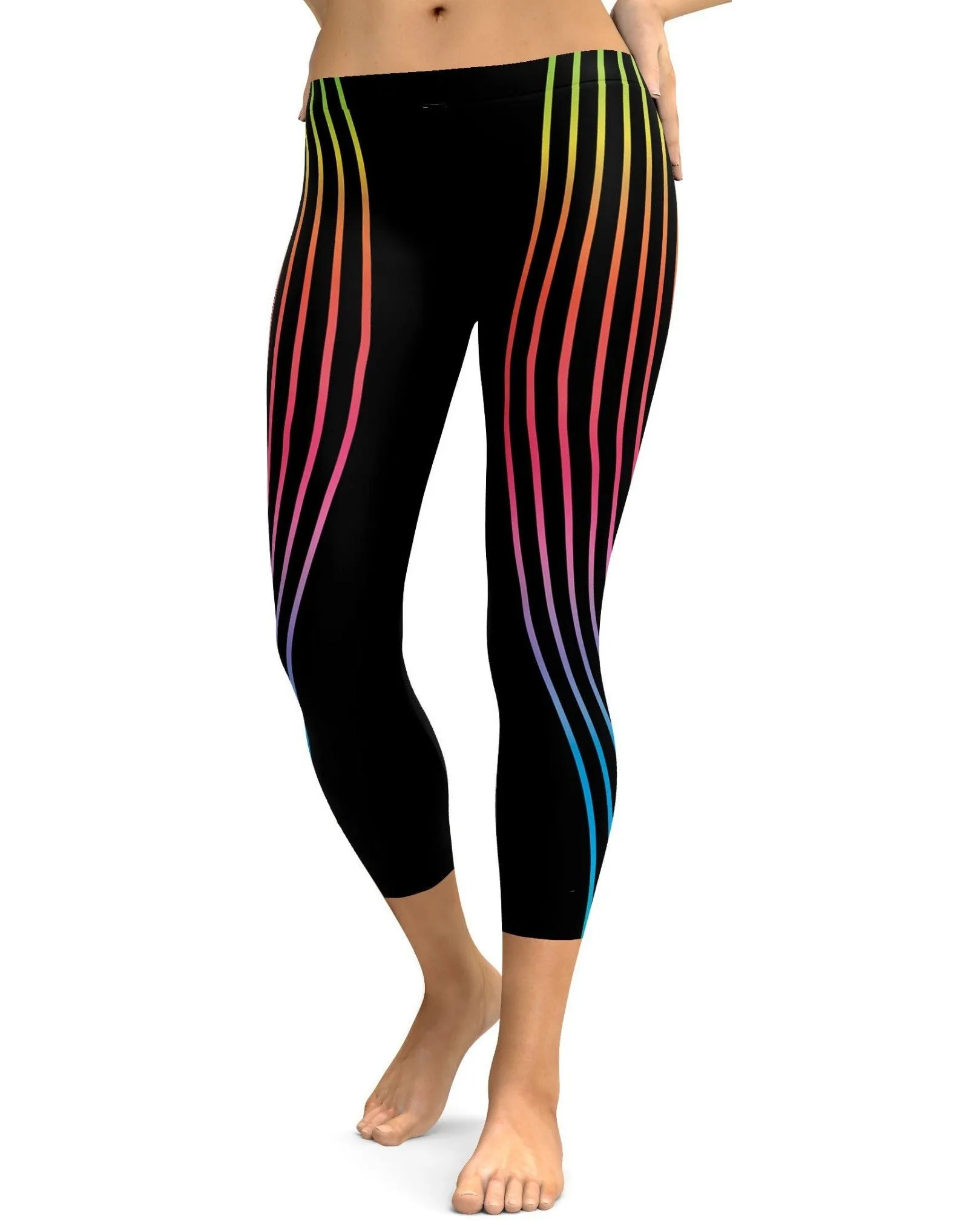 Vertical Neon Stripes Capris