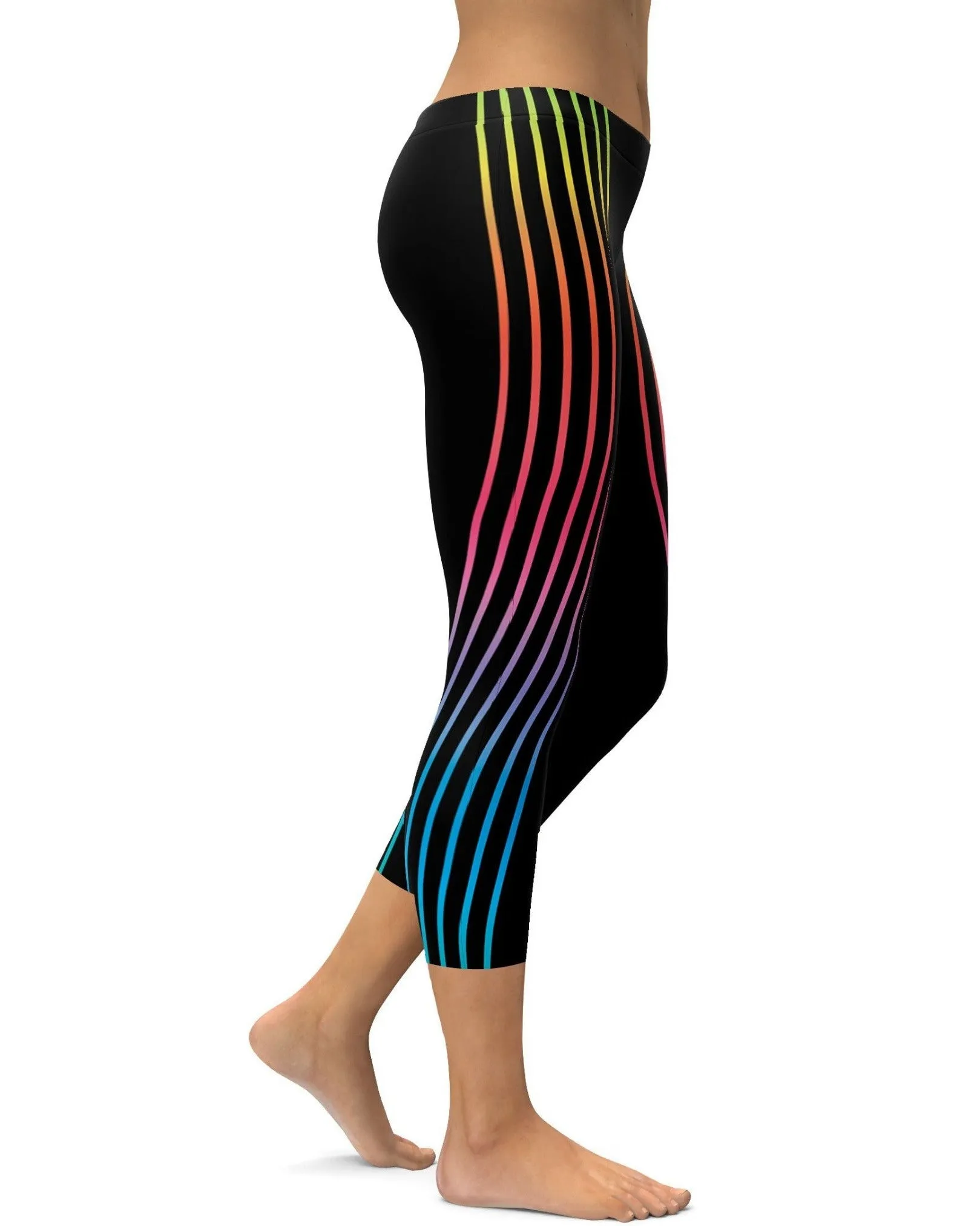 Vertical Neon Stripes Capris