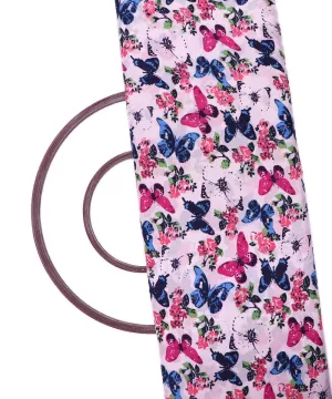 White Butterfly Pattern Crepe Fabric
