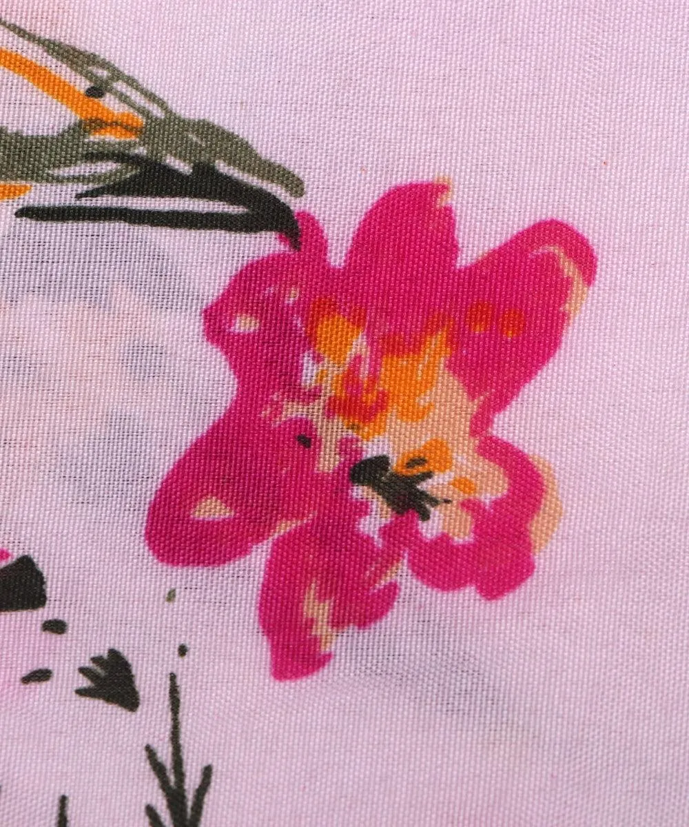 White Floral Pattern Crepe Fabric