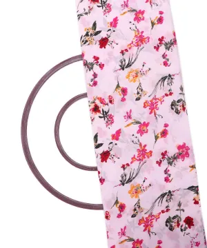White Floral Pattern Crepe Fabric