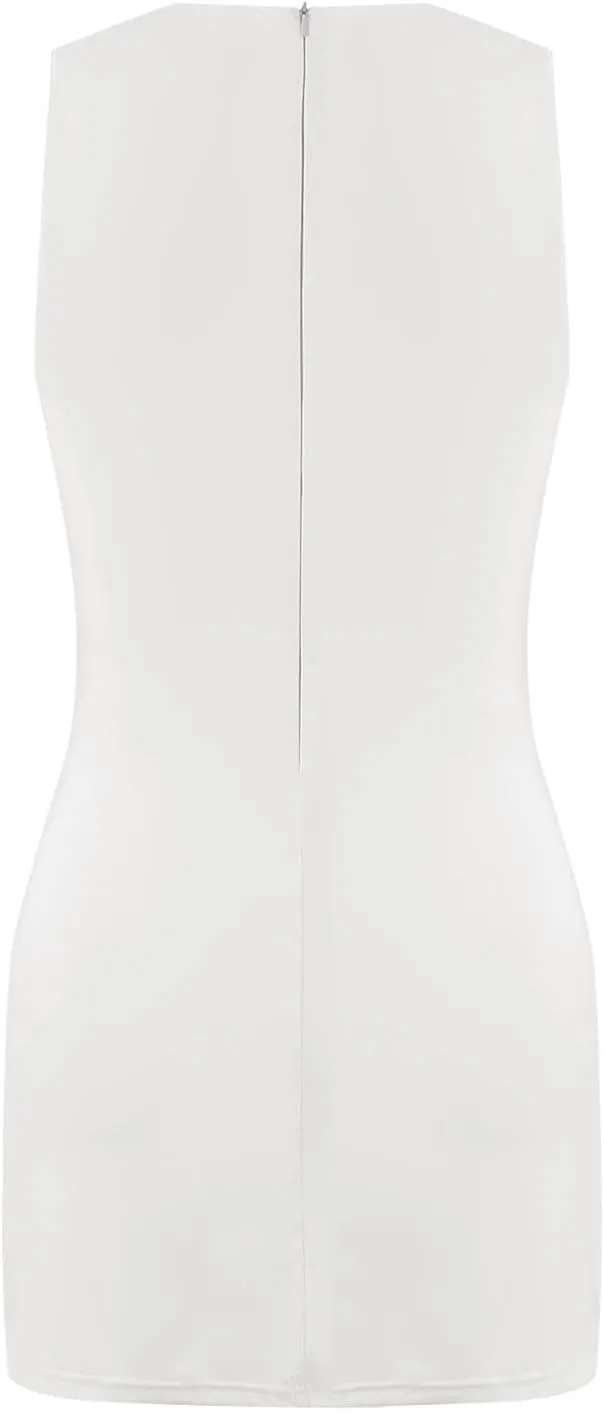 Women Tennis Dress Crew Neck Sleeveless Athletic Dresses with Built in Shorts Side Slit Workout Dresses with Pockets
