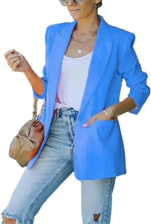 Women's Casual Slim Blazer Jackets Long Sleeve Lapel Button Work Office Open Front Professional Top Suit Jacket