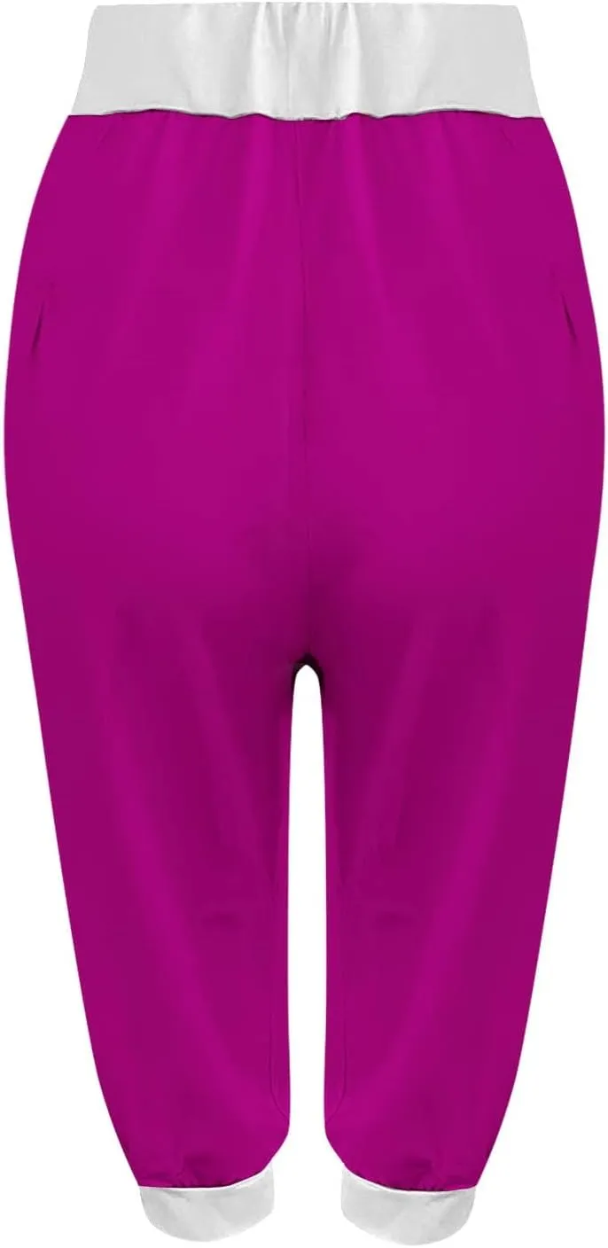 Women's Fashion Capri Pants Gym Workout Exercise Fitness Sweatpants Stretch Casual Fold-Over Hem Capri Sports Legging