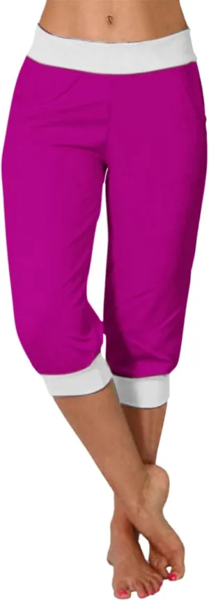 Women's Fashion Capri Pants Gym Workout Exercise Fitness Sweatpants Stretch Casual Fold-Over Hem Capri Sports Legging