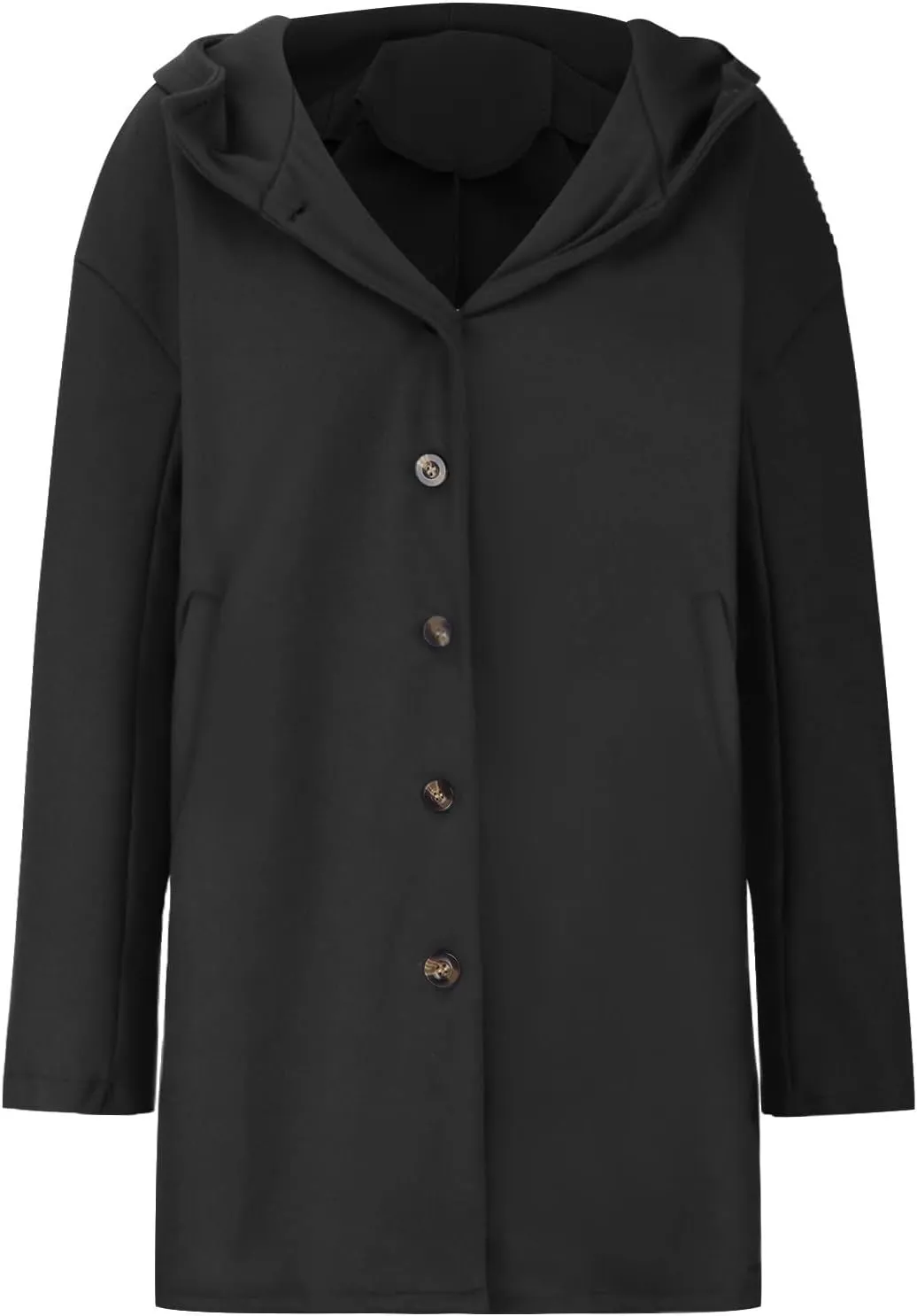 Womens Wool Blend Pea Coat Winter Warm Single Breasted Hooded Trench Coat Casual Office Work Dressy Outwear Jacket
