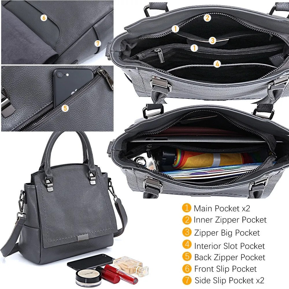 Zency 100% Genuine Leather Handbag Classic Stylish Elegant Ladies Shoulder Bag Large Capacity Women Crossbody Bag High Quality