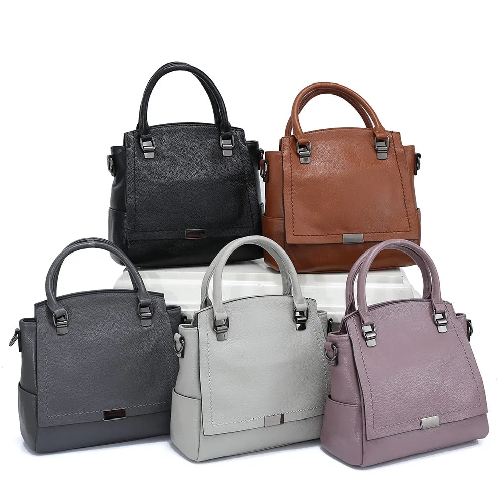 Zency 100% Genuine Leather Handbag Classic Stylish Elegant Ladies Shoulder Bag Large Capacity Women Crossbody Bag High Quality